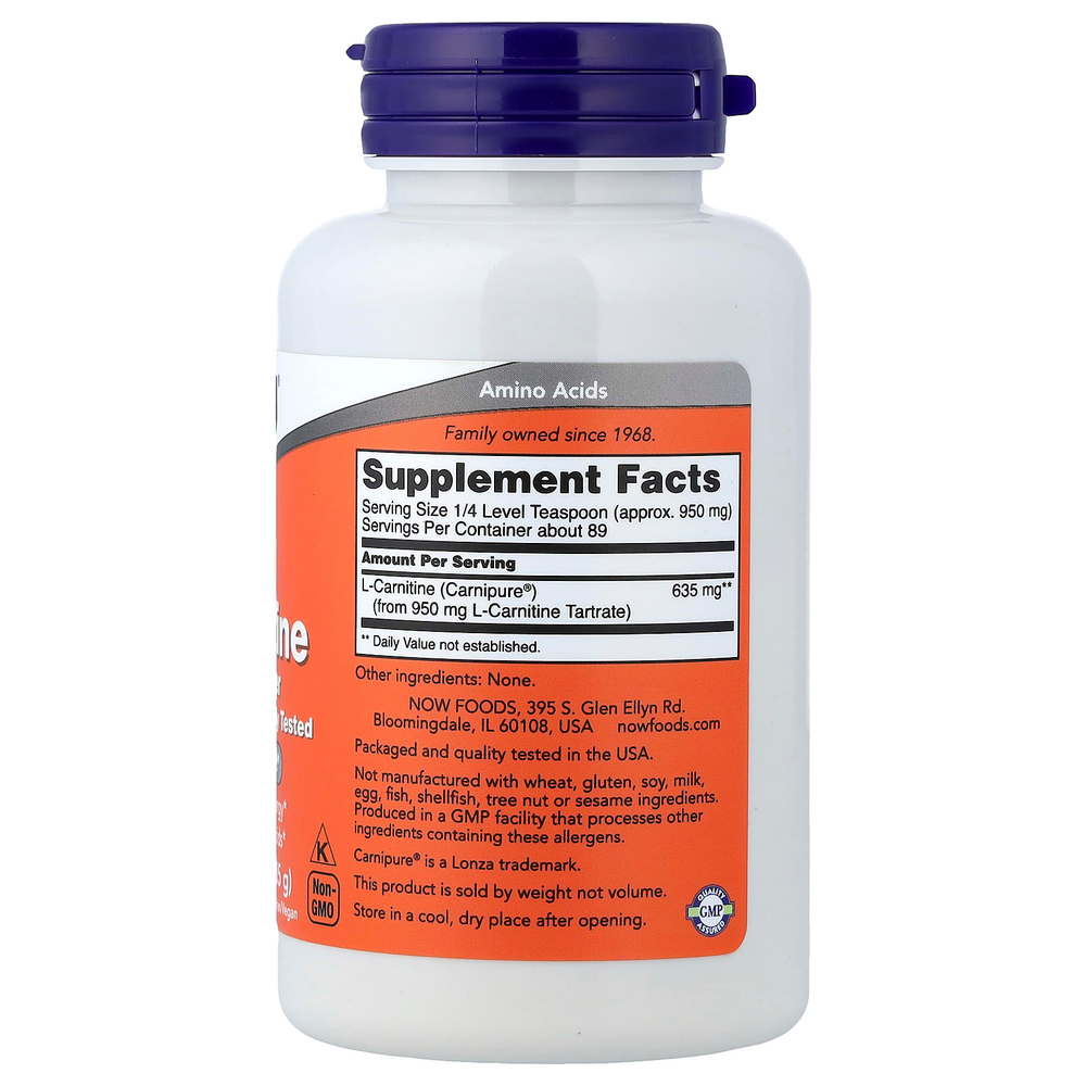 NOW Foods, L-карнитин в чистом виде в порошке, 85 г (3 унции)