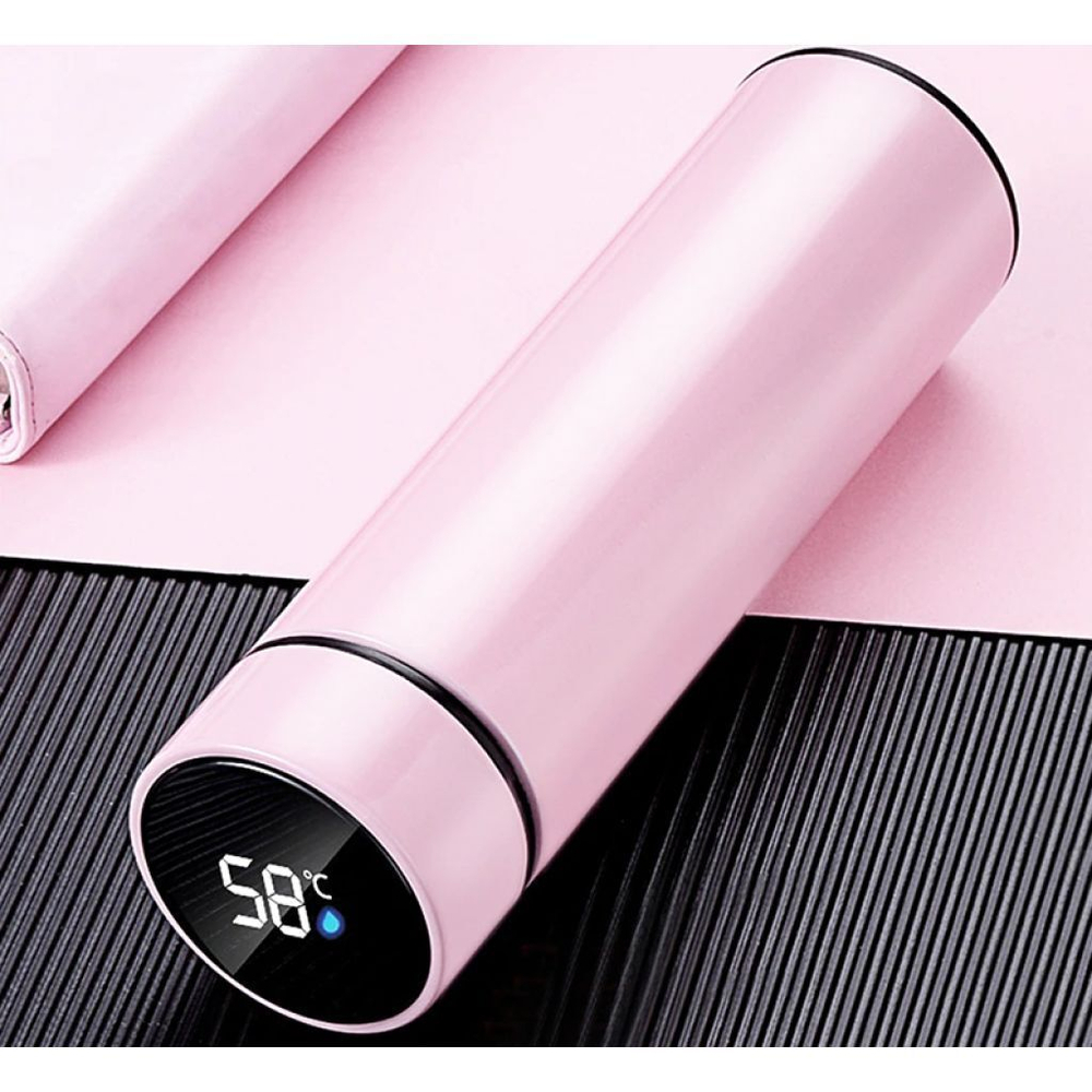 Термобутылка из нержавеющей стали, с дисплеем температуры, 300 мл, розовая. Товар уцененный