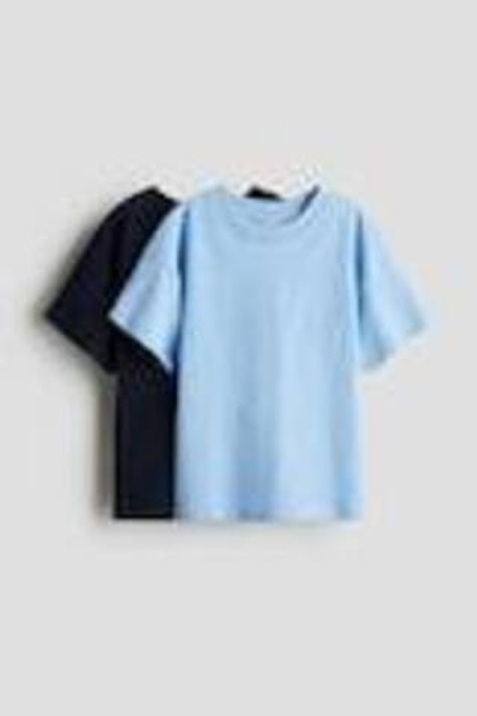 H&M Набор из 2 футболок из хлопка, светло-голубой