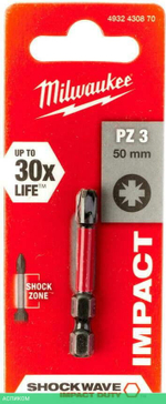 Бита Milwaukee Shockwave PZ3 50мм (4932430870)