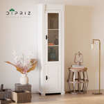 Шкаф-витрина Сюзанна из сосны, 2 двери 4 полки, 195х54х42 см, белый шкаф в прихожую