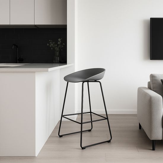 Стул полубарный Neo серый с чёрными ножками