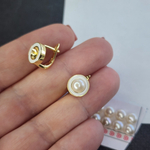 Жемчуг натуральный кремовый, 5.9мм, подушечка кабошон, полупросверленный, цена за пару