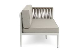 "Касабланка" левый модуль плетеный из роупа, каркас алюминий светло-серый (RAL7035) муар, роуп серо-коричневый 23мм, ткань бежевая 15052