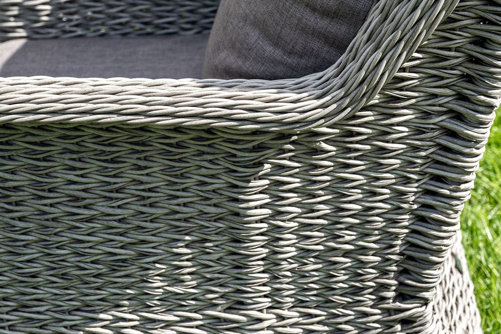 Гляссе, диван коричневый/соломенный/графит, искусственный ротанг