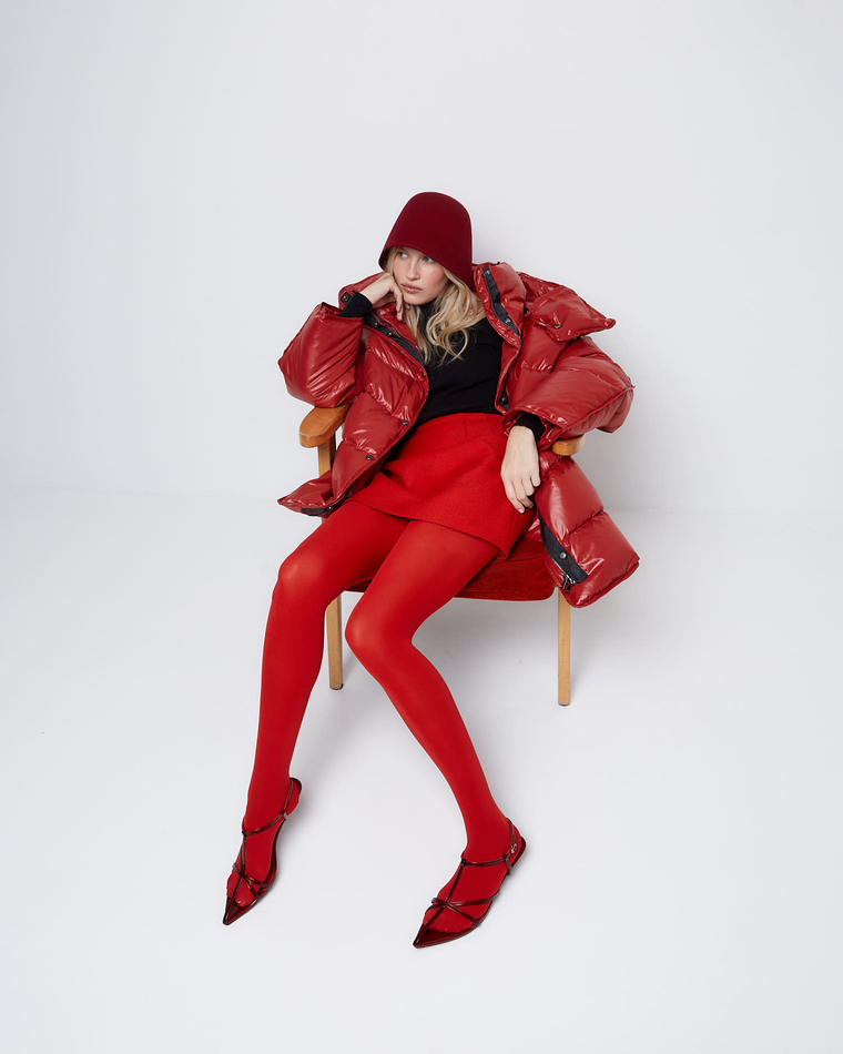 Пуховик со съемным капюшоном из нейлона Монклер томат