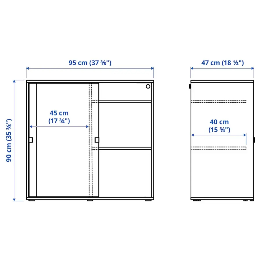 Шкаф с раздвижными дверцами - IKEA VIHALS/ВИХАЛС ИКЕА, 95х47х90 см, темно-серый