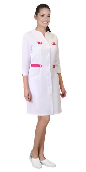 Халат женский "СИРИУС-БРАЙТЛИ" (белый/фуксия)