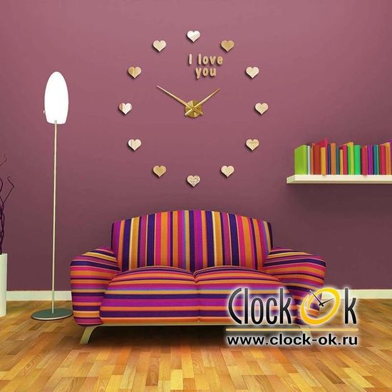 Настенные 3D часы I love you