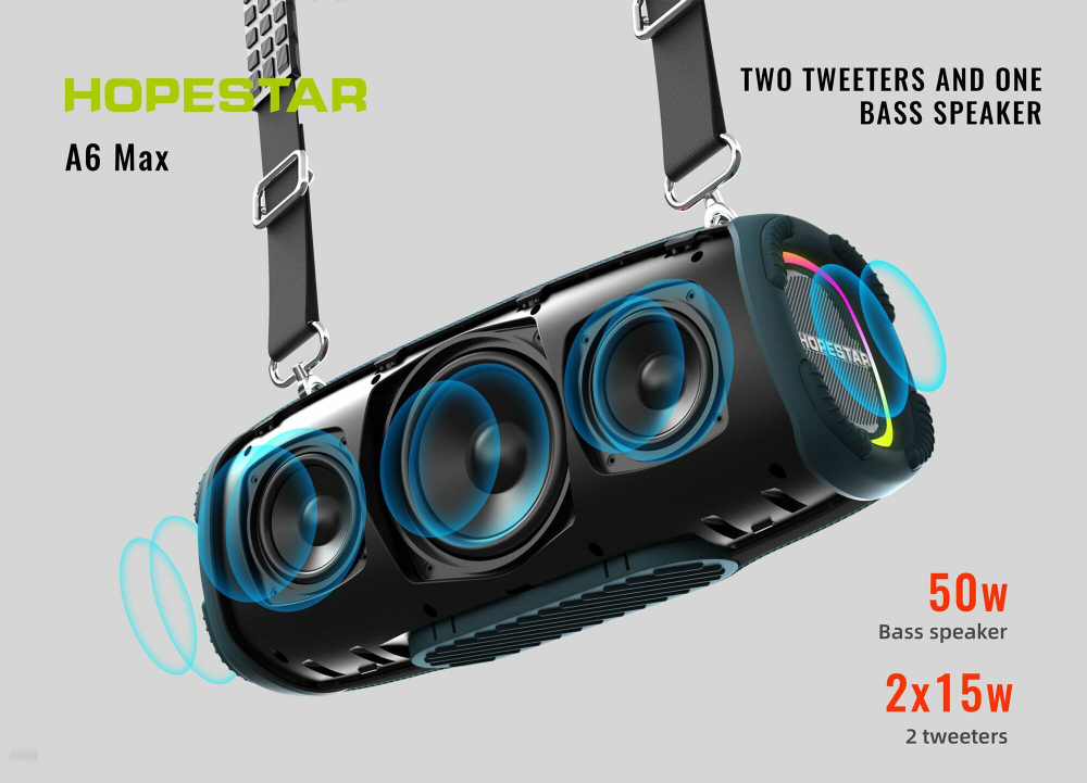 Колонка портативная Hopestar, A6 Max, Bluetooth, цвет: серый