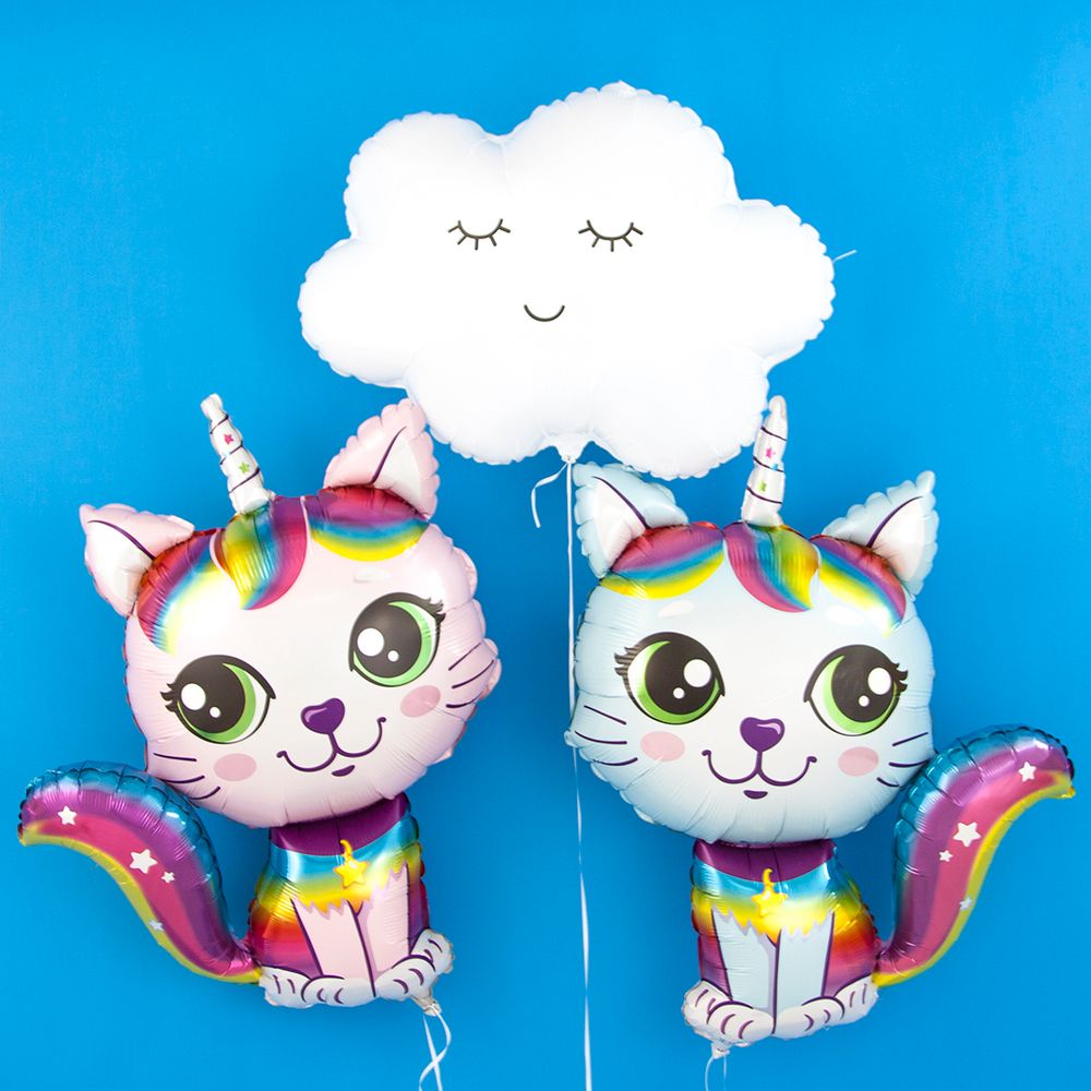 Шар (38''/97 см) Фигура, Котенок Единорог, Розовый, 1 шт.