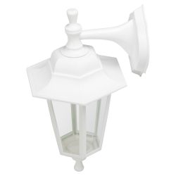 Садово-парковый светильник ЭРА НБУ 06-60-001 белый 6 гранный настенный IP44 Е27 max60Вт | Садово-парковые светильники