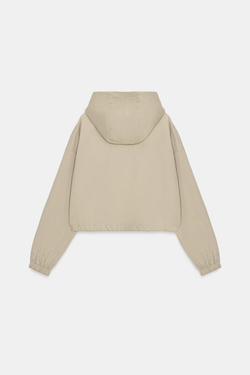 ZARA КУРТКА С КАПЮШОНОМ, ЦВЕТ СЛОНОВОЙ КОСТИ