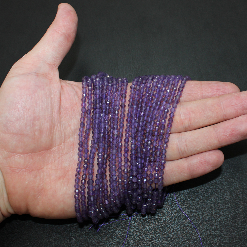 Аметист АА качество юв. огранка бусины 2мм 3мм 4мм 5мм