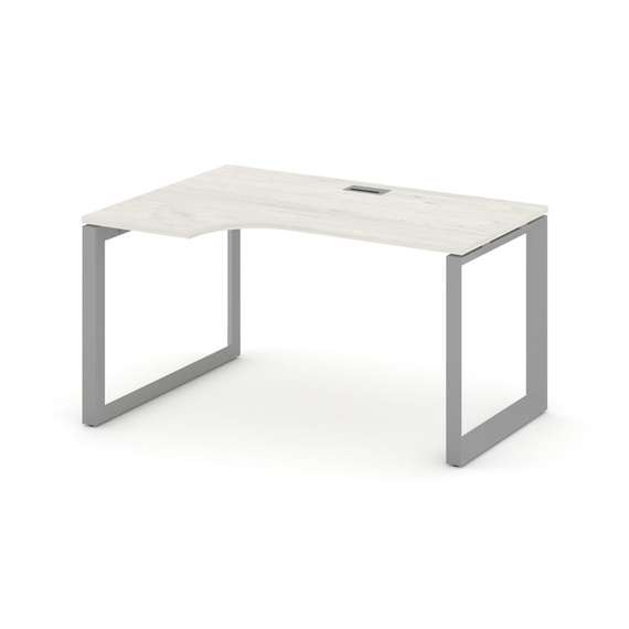 Style Project Стол рабочий эргономичный SN-59O.SPA-022(L) Дуб Наварра/Металл Серый/Серебро Заглушка