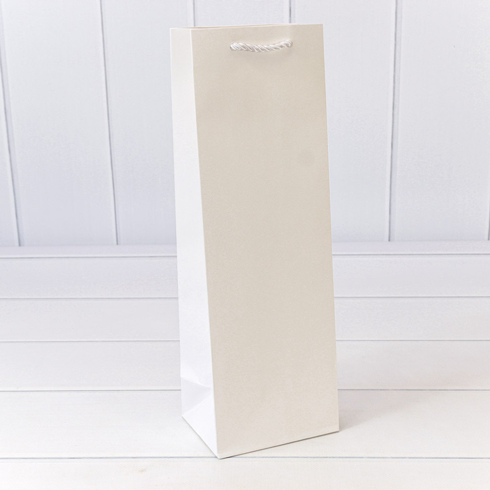 Пакет подарочный Под бутылку 12х36х9см "Фактура" (Белый)