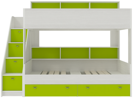Двухъярусная кровать КарИВи Голден Кидс 10 Белое Дерево Лайм