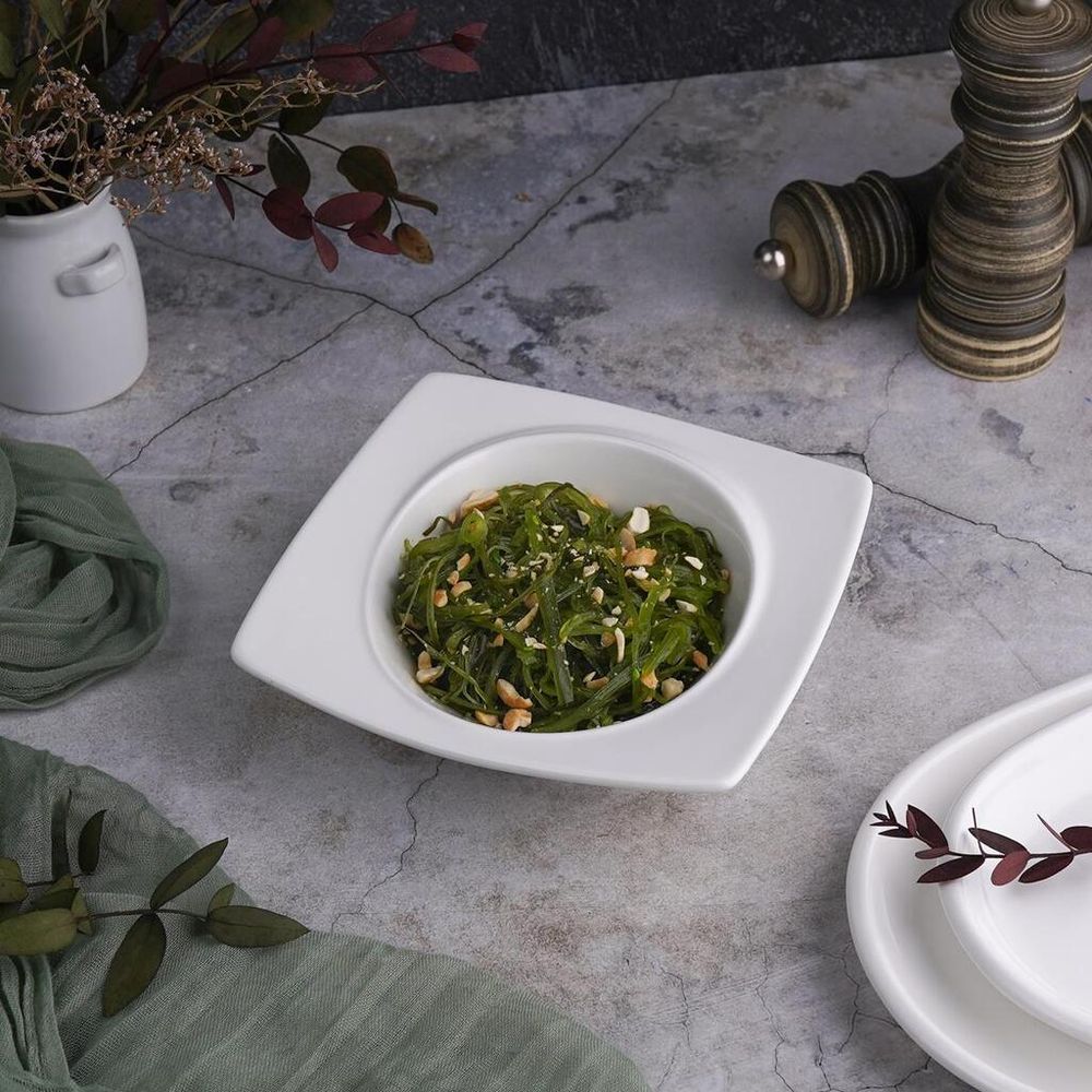 Салатник 185 мл 15*15 см h4,5 см с бортом Asymmetry белый фарфор NEW P.L. Proff Cuisine [6]