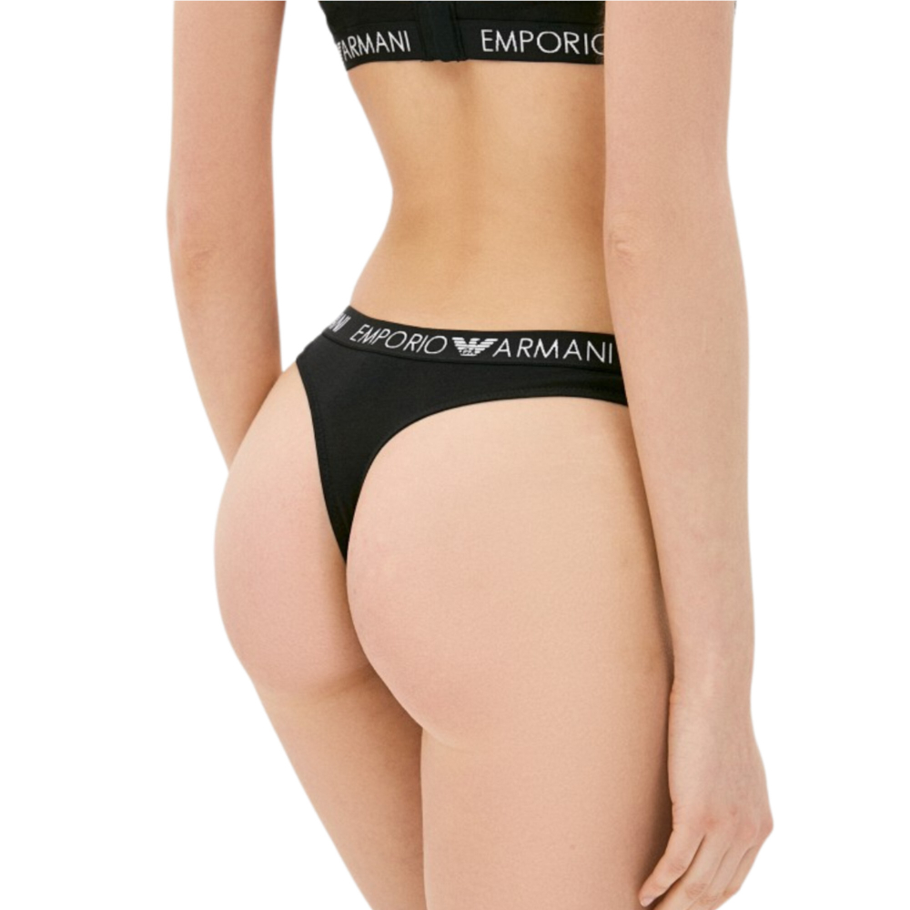 Женские трусы тонги набор из 2 штук (белый, черный) Emporio Armani 163333_CC318 00911