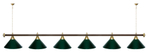 Лампа STARTBILLIARDS 6 пл. (плафоны зеленые,штанга золотая,фурнитура золото)