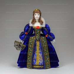 Сувенирная кукла в бархатном платье в стиле барокко