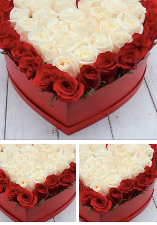 45 роз в коробке-сердце