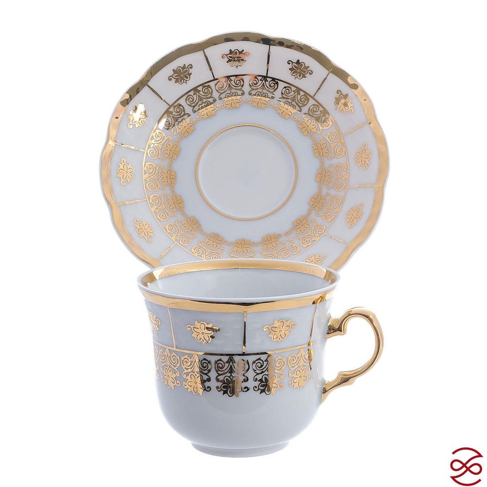 Набор кофейных пар Thun Менуэт золотой орнамент 165мл(6 пар)