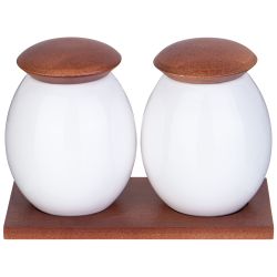 НАБОР БАНОК С ДЕРЕВ. КРЫШКОЙ LEFARD "NATIVE" 18,5*12 СМ 400 МЛ 2 ШТ. НА ДЕРЕВ. ПОДСТАВКЕ (КОР=18ШТ.)