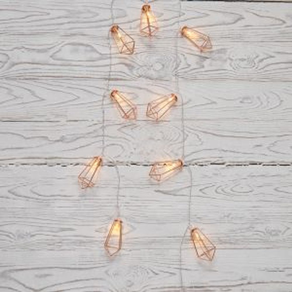 Гирлянда светодиодная Кристаллы бронзовые 10 LED, 1,5 м, прозрачный ПВХ, теплый белый свет свечения,