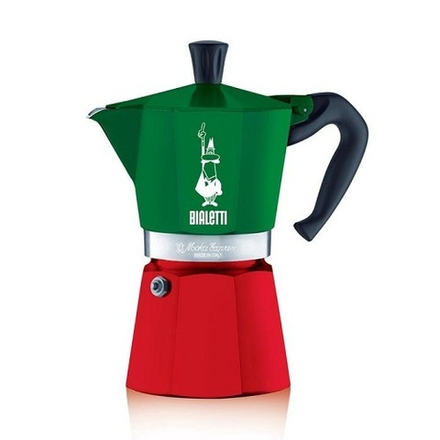 Bialetti Moka Express гейзерная кофеварка на 6 порций, триколор