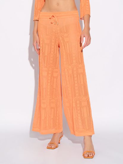 Женские брюки оранжевого цвета из вискозы - фото 5