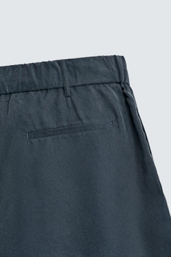 ZARA ШОРТЫ RELAXED FIT С ЭФФЕКТОМ ПОТЕРТОСТИ, ЛИНЯЛЫЙ НЕФТЯНОЙ