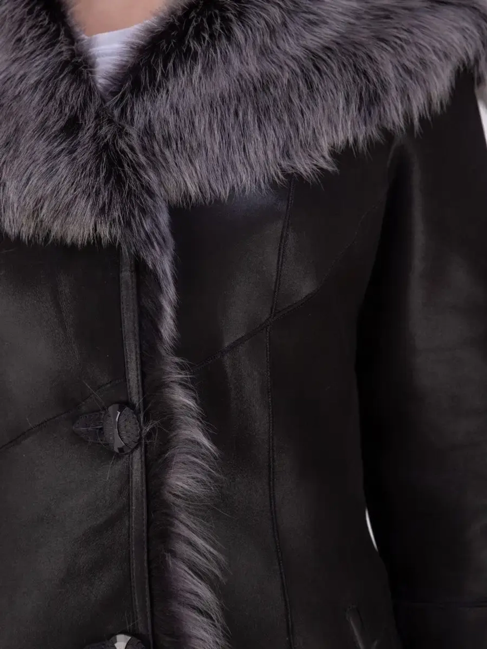 Дубленка натуральная с капюшоном длинная Турция