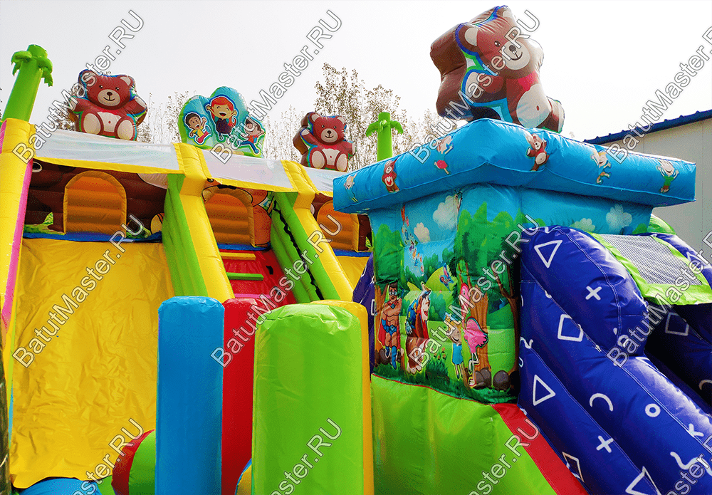 Коммерческий батут "Мишки и дети", размер 10*6*5 м