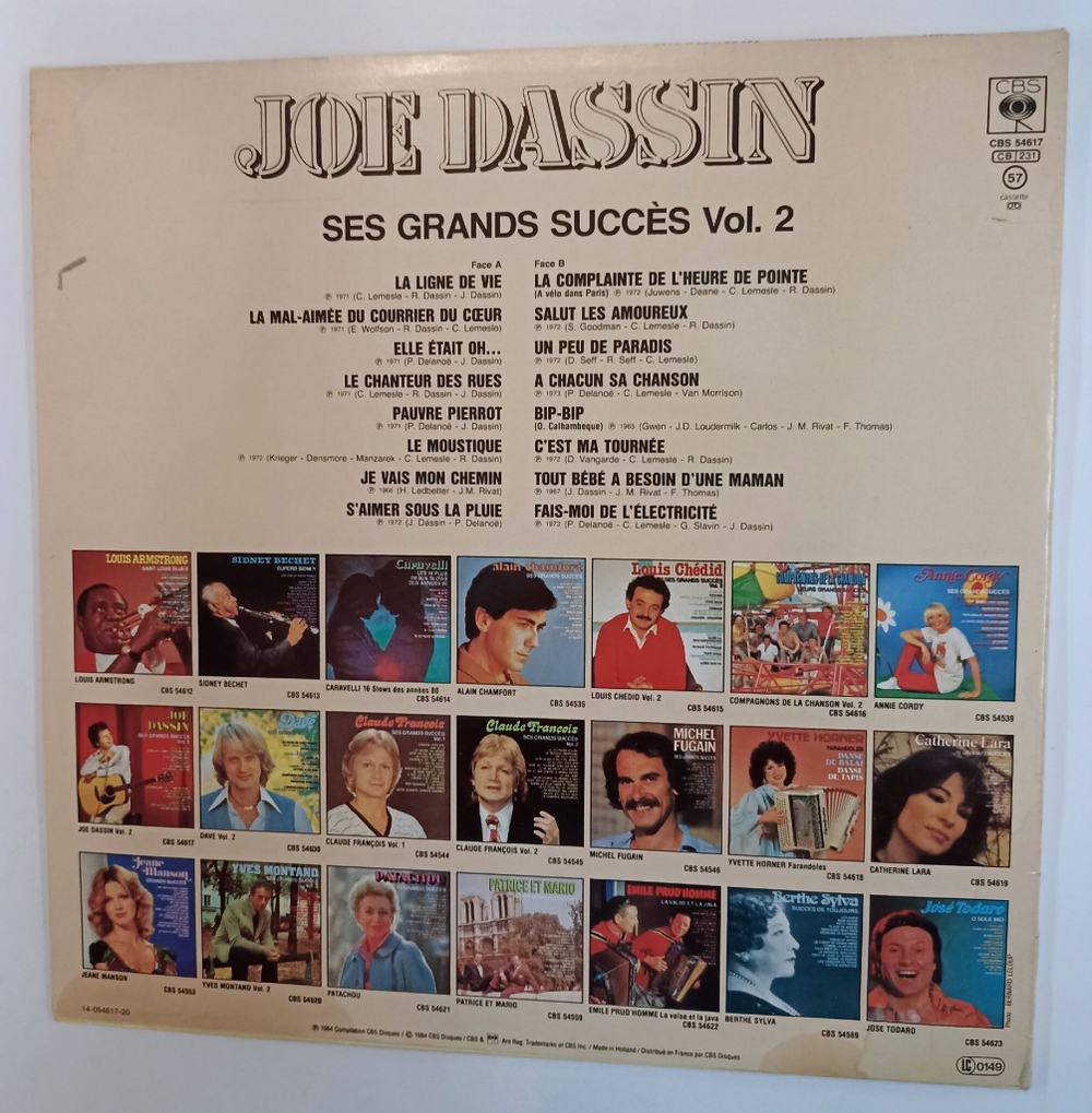 Винтажная виниловая пластинка LP Joe Dassin Ses Grands Succ s Vol. 2 (Holland 1984)