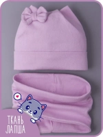 Шапка для девочки с ушками осенняя и снуд