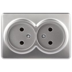 Розетка ЭРА Эксперт 11-2202-03 2х2P IP20 16A-250В ОУ алюминий