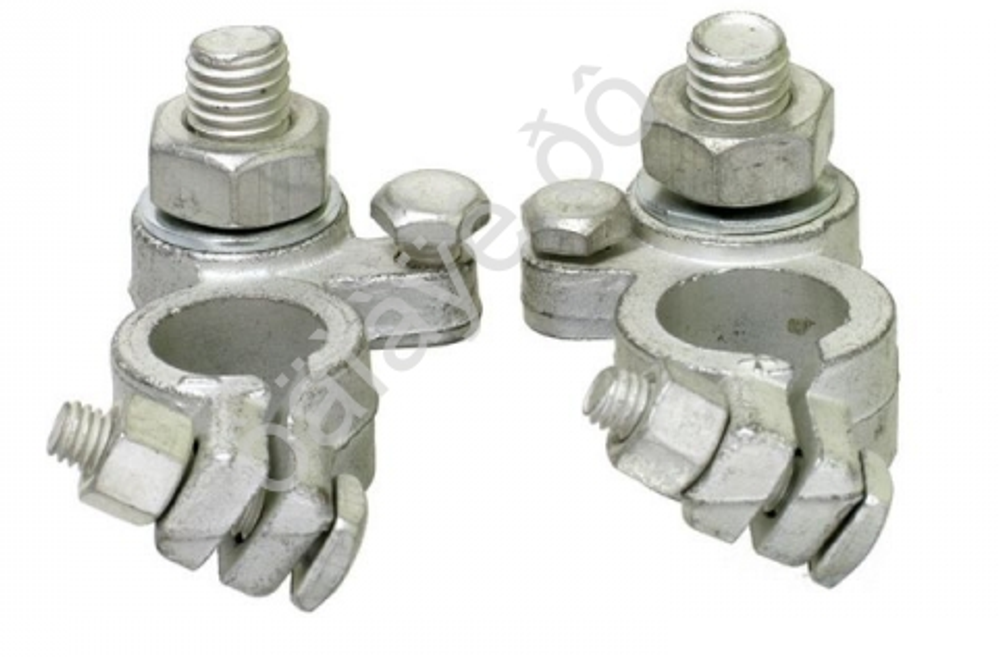 Клеммы АКБ "+-" латунь усиленные под болт d-10 Оцинкованые БЕЛАЯ (кт) на перемычку 48001 #29662б