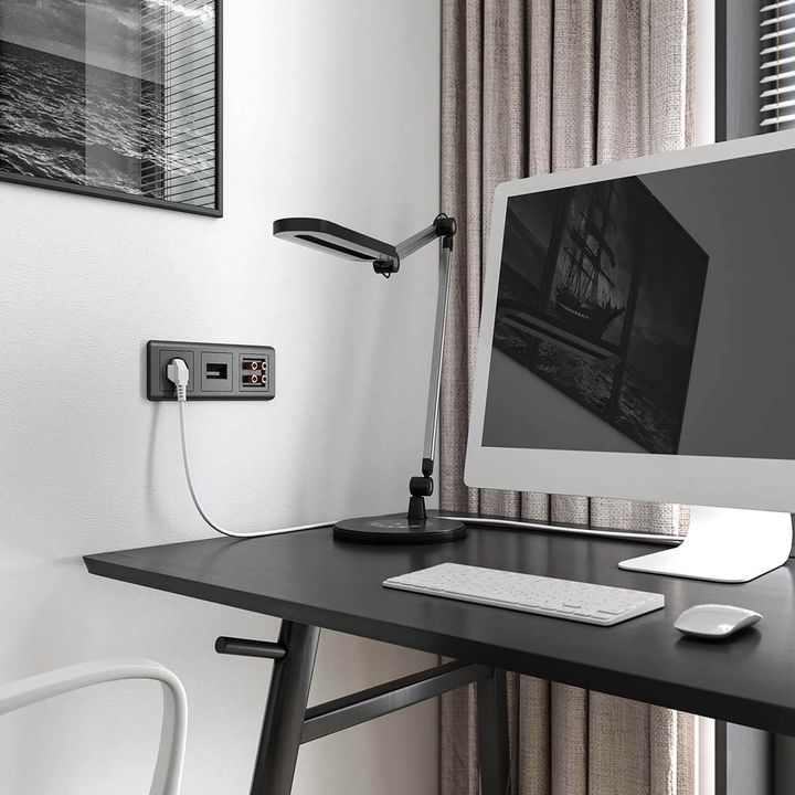 Накладка для двойной розетки Werkel Еthernet RJ-45 графит рифленый W1191104 4690389158704