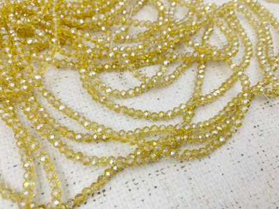 Бусины граненые Рондель, d 4 мм, 1 уп=10 нитей, 1 нить 45 см, жёлтый AB