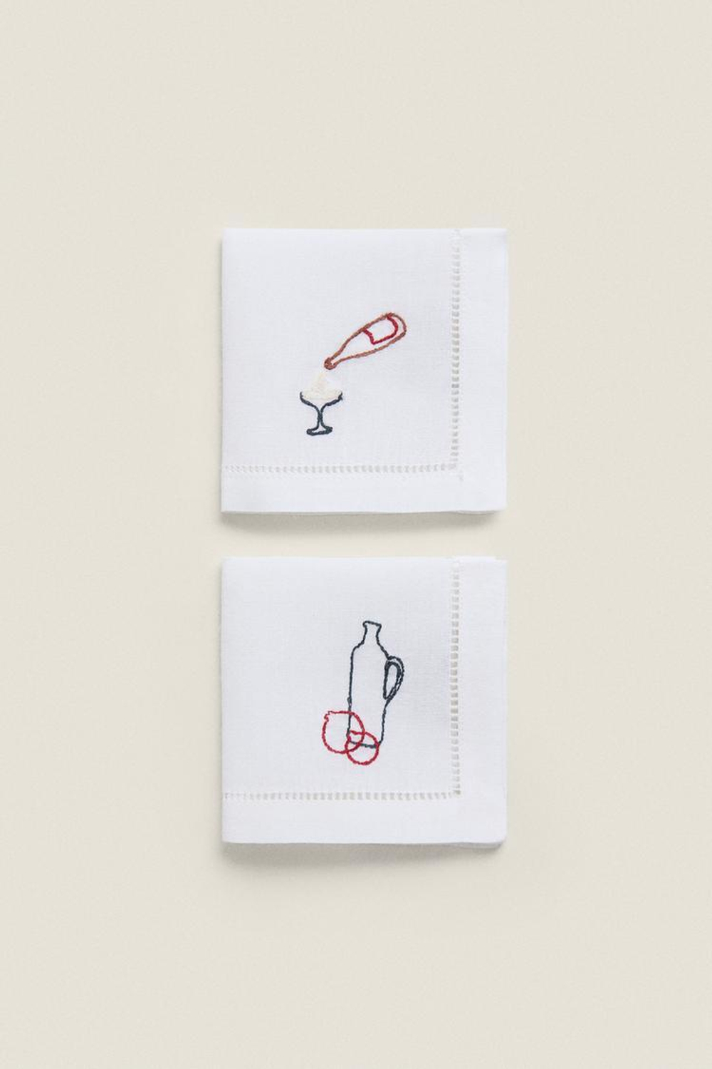 ZARA HOME САЛФЕТКА С ВЫШИВКОЙ (4 В УПАКОВКИ), СИНИЙ