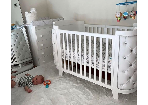 Кроватка-трансформер Elegance (белый/экокожа белая)