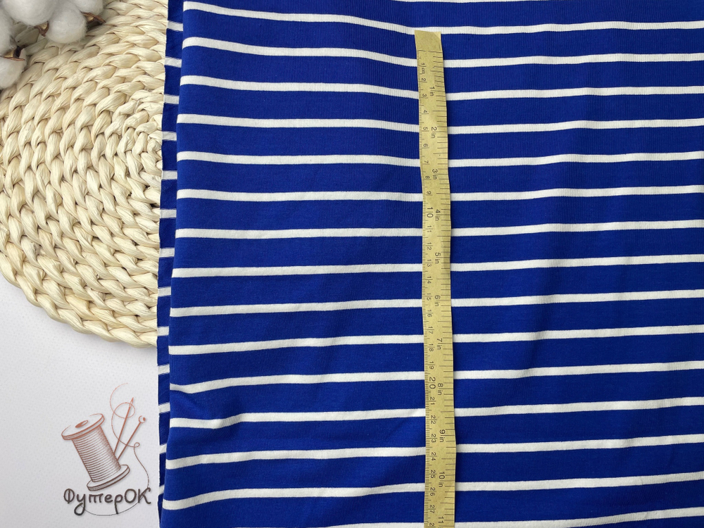 Кулирка с лайкрой ПОЛОСКА НА ВАСИЛЬКЕ