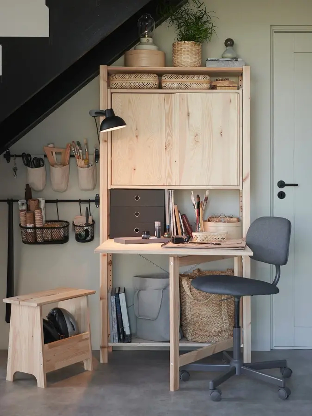 Шкаф со складным столом - IKEA IVAR, 89х30х179 см, сосна, ИВАР ИКЕА