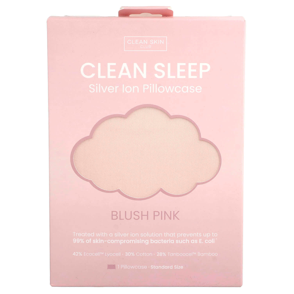 Clean Skin Club, Clean Sleep, наволочка с ионами серебра, нежно-розовый, 1 шт.