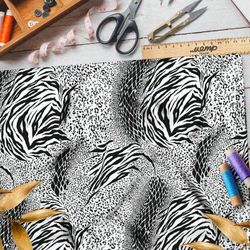 Ткань барби чёрно-белые принты животных