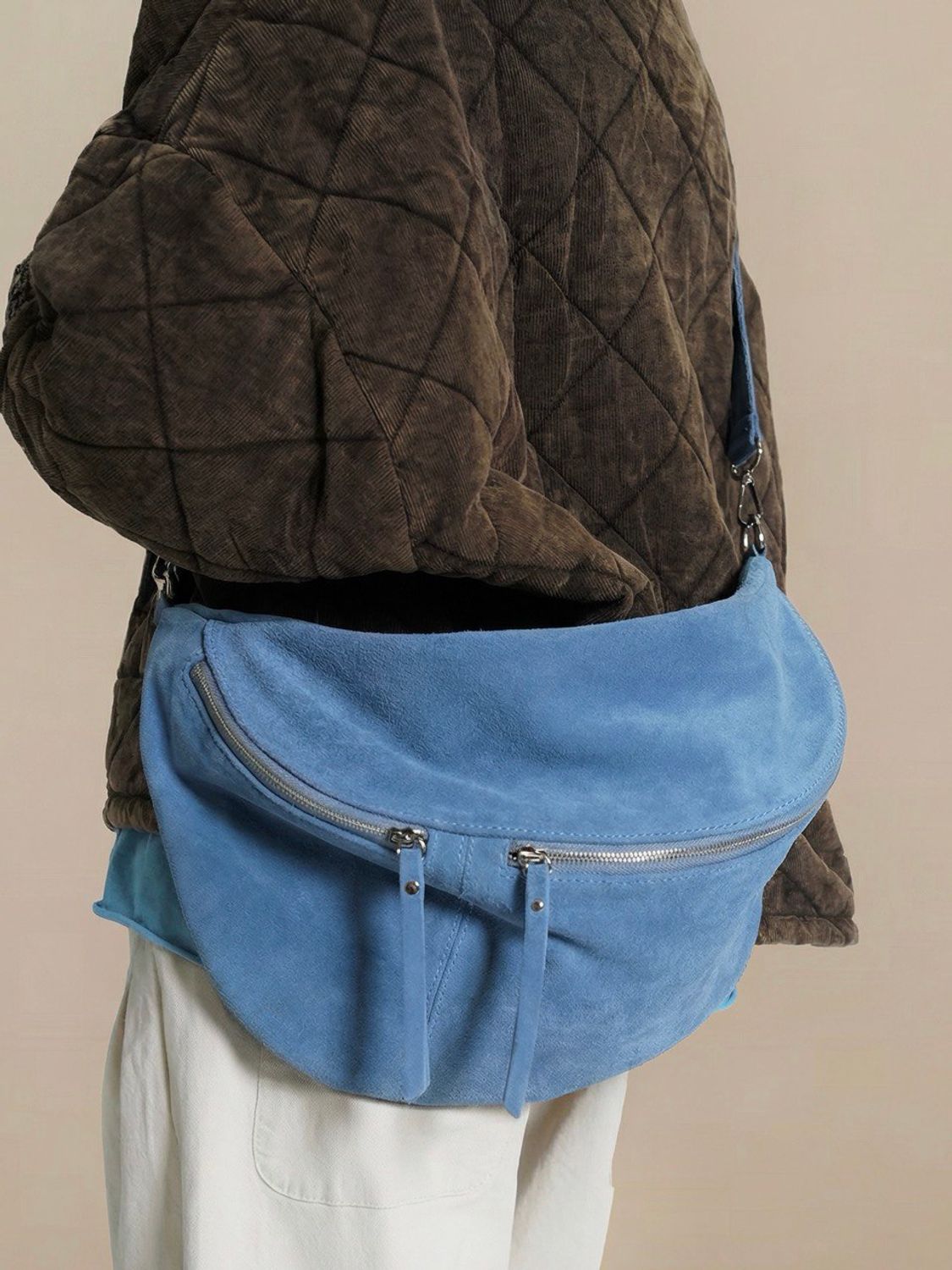 Banana bag, ballerina, NOVA suede silver (небесный)