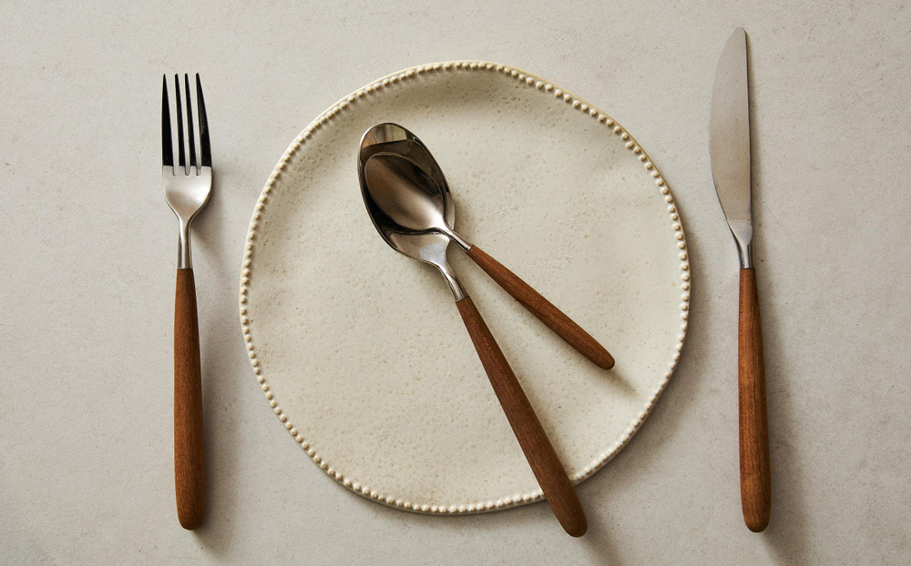 Zara Home набор столовых приборов из нержавеющей стали, цвет бежевый, 24 см