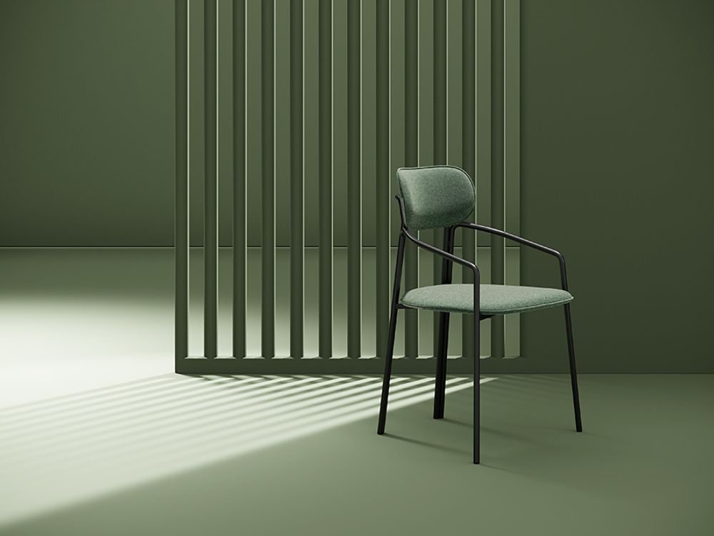 Стул Ror, Round, рогожка, черный/зеленый