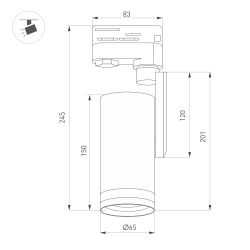 Светильник LGD-URANUS-4TR-R65-10W Warm3500-MIX (WH, 20-50 deg, side holder, 230V) (Arlight, IP20 Металл, 5 лет) 059361